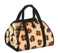 CNTDBU Soft Leopard Spot Firewood Carrier Bag-Heavy Duty Canvas Log Tote, Waterproof Wood Hauler with Padded Handles