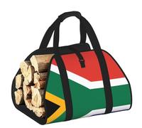 CNTDBU South African Flag Firewood Carrier Bag-Heavy Duty Canvas Log Tote, Waterproof Wood Hauler with Padded Handles