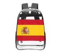CNTDBU Spanish flag Clear Backpack 16 Inch-Transparent PVC Stadium Approved Bag, Custom All-Over Print Front Pocket, Lightweight Travel Daypack Unisex