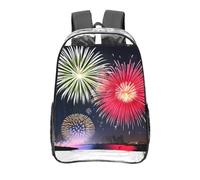 CNTDBU Splendid fireworks Clear Backpack 16 Inch-Transparent PVC Stadium Approved Bag, Custom All-Over Print Front Pocket, Lightweight Travel Daypack Unisex