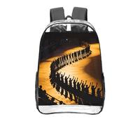 CNTDBU Stadium Wave Crowd Clear Backpack 16 Inch Heavy Duty-Stadium Approved Transparent PVC Bookbag, Reinforced Bottom Travel Daypack Unisex