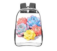 CNTDBU Succulent Garden Clear Backpack 16 Inch Heavy Duty-Stadium Approved Transparent PVC Bookbag, Reinforced Bottom Travel Daypack Unisex