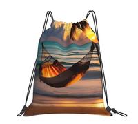 CNTDBU Sunset Beach Hammock Large Cinch Sack Bag-Waterproof Lightweight Rucksack For Gym Sports, Casual Drawstring Backpack For Travel Hiking