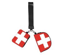 CNTDBU Swiss Flag Wristlet Keychain Wallet For Women-Small Wrist Bag For Keys Cards, 2 Pack Zip Pouch For Running Gym Travel, Outdoor Sports
