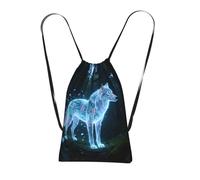 CNTDBU Tech Wolf Foldable Drawstring Rucksack-Lightweight Packable Reusable Shopping Bag for Travel, Compact Pocket Sling Backpack for Camping Gym