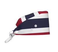 CNTDBU Thailand Flag Work Cap with Buttons-Soft Chef Hat for Cleaning Cooking, Adjustable Mask Holder Cap for Spa Beauty Salon, Unisex Sweatband Hat Black