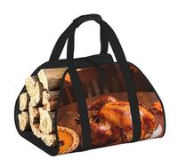 CNTDBU Thanksgiving Turkey Pie Firewood Carrier Bag-Heavy Duty Canvas Log Tote, Waterproof Wood Hauler with Padded Handles