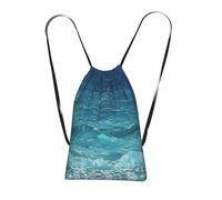 CNTDBU The deep blue sea Foldable Drawstring Rucksack-Lightweight Packable Reusable Shopping Bag for Travel, Compact Pocket Sling Backpack for Camping Gym