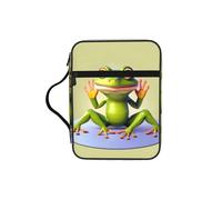 CNTDBU The Funny Frog Doing Yoga Bible Study Tote Bag With Handles -Water-Resistant Organiser For Church Travel, Pen Holder Tablet Pocket Journal Cover Case