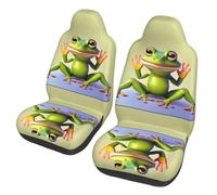 CNTDBU The funny frog doing yoga Car Seat Covers 2 Pack-Universal Fit Front Seat Protector for Cars SUV Truck, Elastic Bottom Breathable Auto Seat Covers
