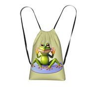 CNTDBU The funny frog doing yoga Foldable Drawstring Rucksack-Lightweight Packable Reusable Shopping Bag for Travel, Compact Pocket Sling Backpack for Camping Gym