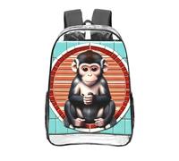 CNTDBU The silent monkey Clear Backpack 16 Inch-Transparent PVC Stadium Approved Bag, Custom All-Over Print Front Pocket, Lightweight Travel Daypack Unisex