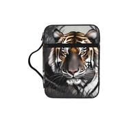 CNTDBU Tiger At Rest Bible Study Tote Bag With Handles -Water-Resistant Organiser For Church Travel, Pen Holder Tablet Pocket Journal Cover Case