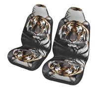 CNTDBU Tiger at rest Universal Car Seat Covers 2 Pack - 3D Foam Padding Polyester Protection for Sedan, SUV and Van Seats