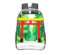 CNTDBU Torii Gate Three Clear Backpack 16 Inch Heavy Duty-Stadium Approved Transparent PVC Bookbag, Reinforced Bottom Travel Daypack Unisex