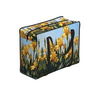 CNTDBU Tulip Oil Painting Heavy Duty Shopping Tote Bag-Waterproof Reusable Grocery Bag With Zip, Foldable Storage Bag For Travel Picnic