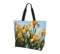 CNTDBU Tulip oil painting Large Shoulder Tote Bag for Women-Lightweight Waterproof Shopping Bag, Reusable Grocery Tote with Inner Pocket for Work Travel