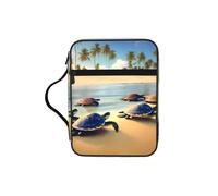 CNTDBU Turtles On The Beach Bible Study Tote Bag With Handles -Water-Resistant Organiser For Church Travel, Pen Holder Tablet Pocket Journal Cover Case