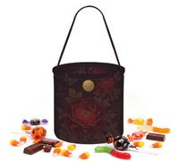 CNTDBU Twilight Peony Halloween Storage Bag-Round Handbag for Party | Twill fabric Lightweight Reusable Holds favors essentials For party use