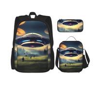 CNTDBU UFO landing Backpack Lunch Bag Pouch Set-3 in 1 Travel Bag for Commuters, Insulated Lunch Tote for Work with Laptop Sleeve