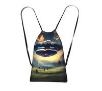 CNTDBU UFO landing Foldable Drawstring Rucksack-Lightweight Packable Reusable Shopping Bag for Travel, Compact Pocket Sling Backpack for Camping Gym