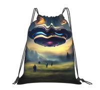 CNTDBU Ufo Landing Large Cinch Sack Bag-Waterproof Lightweight Rucksack For Gym Sports, Casual Drawstring Backpack For Travel Hiking