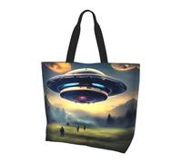 CNTDBU UFO landing Large Shoulder Tote Bag for Women-Lightweight Waterproof Shopping Bag, Reusable Grocery Tote with Inner Pocket for Work Travel