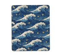 CNTDBU Ukiyo-e style Rubber Base Mouse Mat with Stitched Edge-Non-Slip Desk Mat for Office Gaming, Smooth Cloth Surface Multiple Vertical