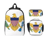 CNTDBU US Virgin Islands Flag Backpack Set-3-in-1 Travel Bag Lunch Bag Storage Pouch