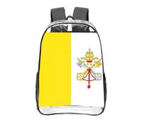 CNTDBU Vatican flag Clear Backpack 16 Inch-Transparent PVC Stadium Approved Bag, Custom All-Over Print Front Pocket, Lightweight Travel Daypack Unisex