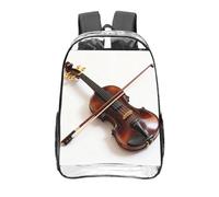 CNTDBU Violin Bow Cross Clear Backpack 16 Inch Heavy Duty-Stadium Approved Transparent PVC Bookbag, Reinforced Bottom Travel Daypack Unisex