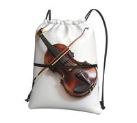CNTDBU Violin Bow Cross Drawstring Backpack with Zip-Waterproof Lightweight Daypack for Gym Sports, Adjustable Cinch Bag for Travel Hiking