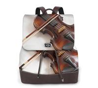 CNTDBU Violin Bow Cross Women's Leather Backpack-Soft PU Leather Daypack for Travel Work, Lightweight Casual Laptop Bag for Women