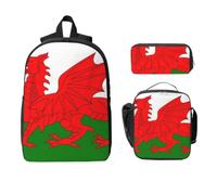 CNTDBU Wales Flag Backpack Set-3-in-1 Travel Bag Lunch Bag Storage Pouch