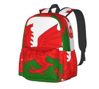 CNTDBU Wales Flag Lightweight Casual Backpack for Adults-Large Capacity Travel Daypack with Padded Straps, Water Resistant Commuter Bag