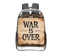 CNTDBU War Is Over Clear Backpack 16 Inch Heavy Duty-Stadium Approved Transparent PVC Bookbag, Reinforced Bottom Travel Daypack Unisex