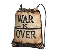 CNTDBU War Is Over Drawstring Backpack with Zip-Waterproof Lightweight Daypack for Gym Sports, Adjustable Cinch Bag for Travel Hiking