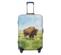CNTDBU Watercolor Bison Prairie S Stretchy Suitcase Cover-Elastic Luggage Protector for Travel, Scratch Resistant Fit Most Suitcases
