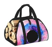 CNTDBU Watercolor Circle Ring Firewood Carrier Bag-Heavy Duty Canvas Log Tote, Waterproof Wood Hauler with Padded Handles