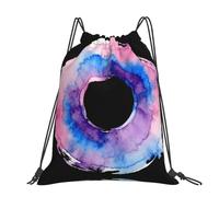 CNTDBU Watercolor Circle Ring Large Cinch Sack Bag-Waterproof Lightweight Rucksack For Gym Sports, Casual Drawstring Backpack For Travel Hiking