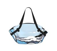 CNTDBU Waves lapping at the rocks 2-in-1 Picnic Blanket Bag-Foldable Waterproof Round Mat for Beach Park, Portable Camping Tote with Storage Pockets for Outdoor Adventures