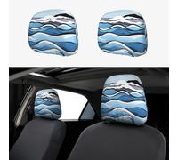CNTDBU Waves lapping at the rocks Car Headrest Cover 2 Pack-Stretchable Soft Seat Cushion Protector for Cars, Universal Fit Headrest Covers for Truck SUV