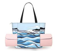 CNTDBU Waves Lapping At The Rocks Women's Yoga Bag-Large Gym Tote with Yoga Mat Holder, Lightweight Shoulder Bag for Workout Travel Beach