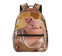 CNTDBU Wealthy Pig Lightweight Casual Rucksack for Adults-Large Capacity Travel Daypack with Padded Straps, Water Resistant Commuter Bag