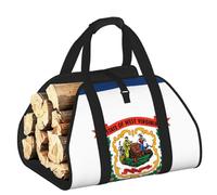CNTDBU West Virginia Flag Firewood Carrier Bag-Heavy Duty Canvas Log Tote, Waterproof Wood Hauler with Padded Handles