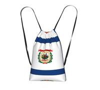 CNTDBU West Virginia Flag Foldable Drawstring Rucksack-Lightweight Packable Reusable Shopping Bag for Travel, Compact Pocket Sling Backpack for Camping Gym
