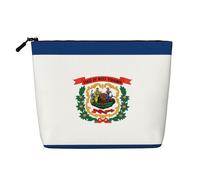 CNTDBU West Virginia Flag Hemp Texture Makeup Bag - Waterproof Large Cosmetic Organizer Pouch for Travel Toiletries & Daily Essentials