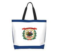 CNTDBU West Virginia Flag Large Capacity Shoulder Tote Bag for Women â€“ Water-Resistant Polyester Shopper for Shopping Work Daily Use