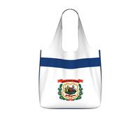 CNTDBU West Virginia Flag Packaway Shopping Tote-Lightweight Reusable Foldable Bag for Groceries, 25L Travel Rucksack with Drawstring for Work Gym