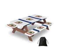CNTDBU West Virginia Flag Picnic Table Cover 60in-Waterproof Bench Covers Set for Camping, Elastic Edge Tablecloth for Outdoor BBQ